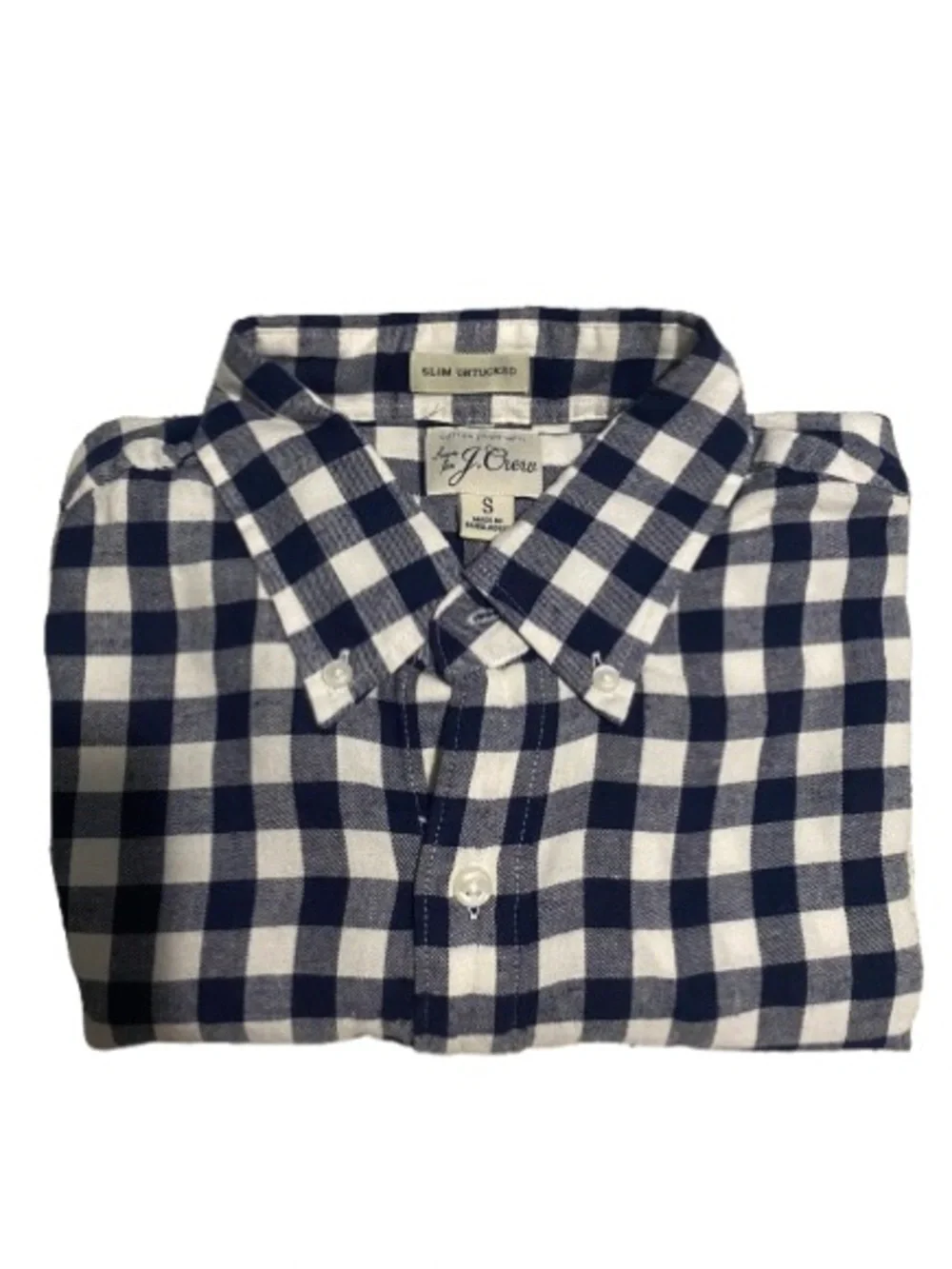 J. Crew Navy and White Slim-Fit Check Button-Down Shirt